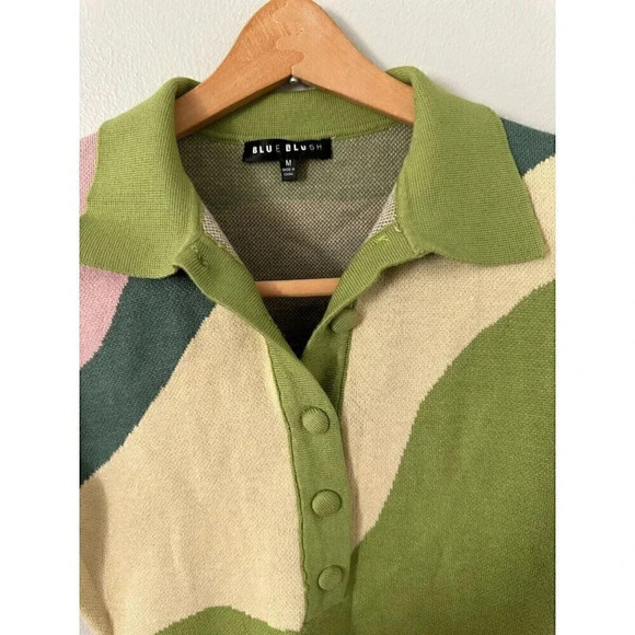 Blue Blush Born To Be Alive Mini Dress Green sz Medium Abstract print - Picture 3 of 5